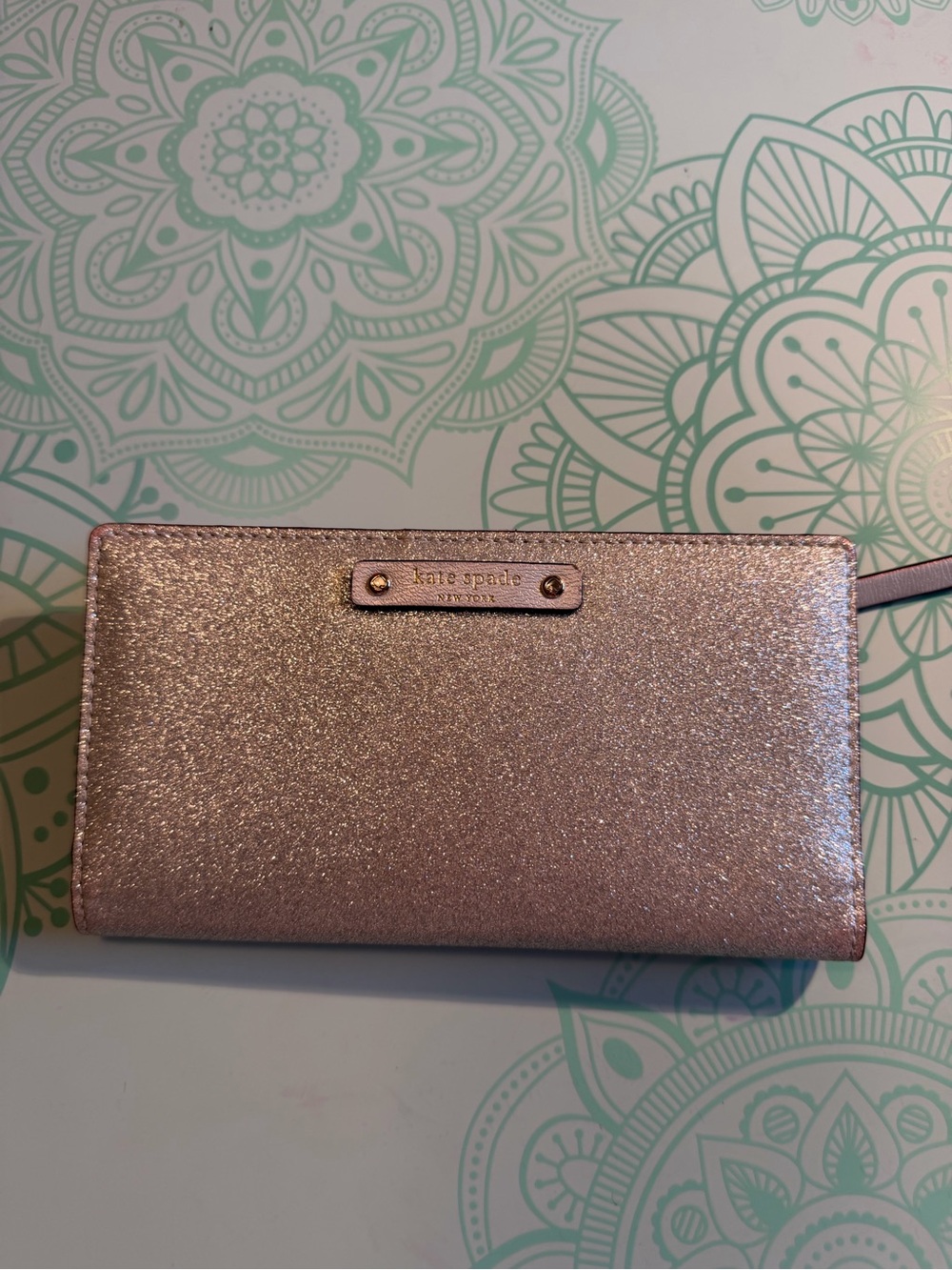 kate spade Metallic Silver Glitter Slim Wallet